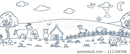 Detailed drawing: outline illustration, form and structure of subject, using precise lines to convey depth, dimension, ideal for graphic design, educational materials, artistic exploration. 121106596