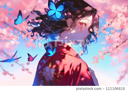 櫻桃樹附近的女人 121106810