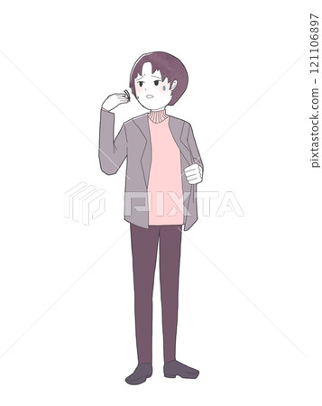 People who are warm even though they are wearing thick clothes 121106897