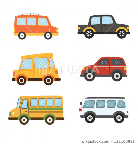Illustration Set of Car Automobile Bus Vehicle Transport Transportation Journey Explore Illustration Set of Car Automobile Bus Vehicle Transport Transportation Journey Explore 121106981