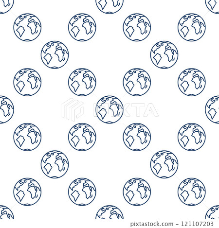 Earth vector minimal seamless pattern in thin line style 121107203