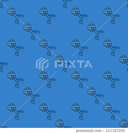 Hand with World vector Earth Globe blue seamless pattern 121107205
