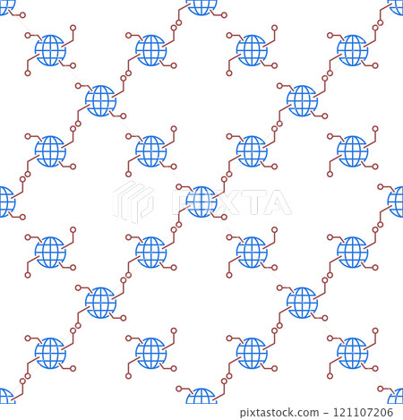 International Logistics Earth Globe vector World outline seamless pattern 121107206