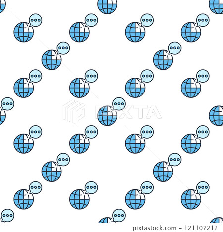 Speech Bubble and Earth Globe vector blue seamless pattern 121107212