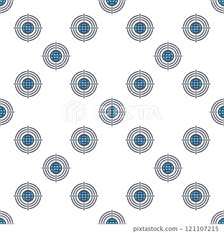 Target with Earth Globe vector World blue seamless pattern Target with Earth Globe vector World blue seamless pattern 121107215