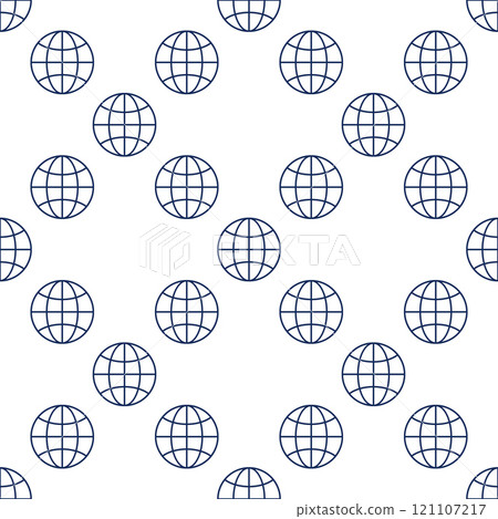 Vector Earth Globe simple round seamless pattern in outline style Vector Earth Globe simple round seamless pattern in outline style 121107217