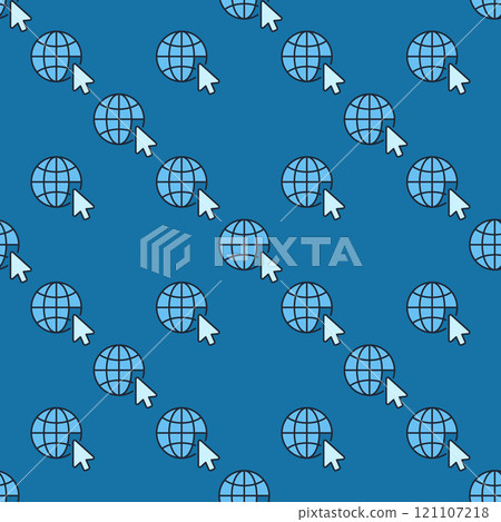 Vector Earth Globe with Mouse Cursor blue seamless pattern Vector Earth Globe with Mouse Cursor blue seamless pattern 121107218