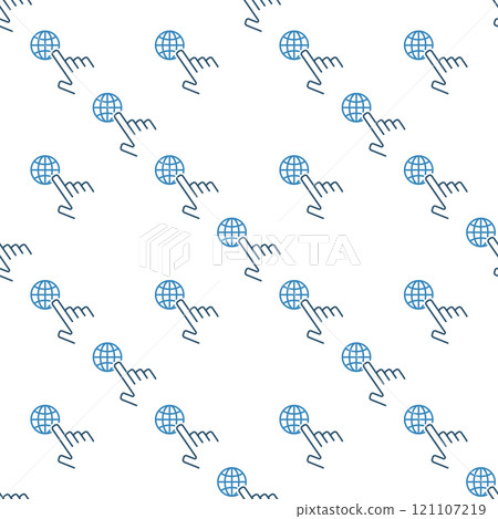 World and Hand vector Earth Globe seamless pattern in thin line style 121107219