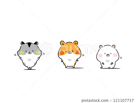 Cute and relaxed hamster illustration set 121107737