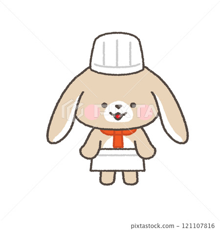 Smiling droopy-eared rabbit chef 121107816