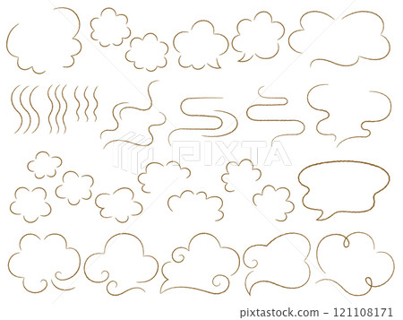 一套手繪風格線條畫蒸氣和語音氣泡 121108171