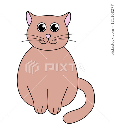 Brown cute cat. Vector flat illustration. 121108277