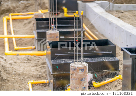 Gas station construction, tank oil installation piping, plastic piping, construction work Gas station construction, tank oil installation piping, plastic piping, construction work 121108321