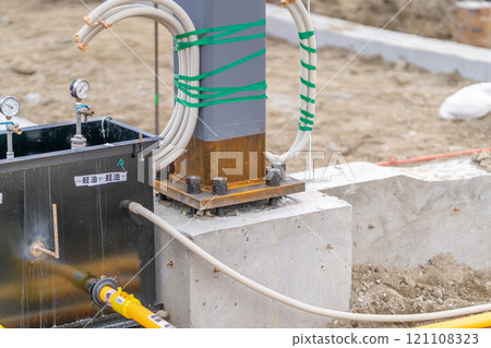 Gas station construction, tank oil installation piping, plastic piping, construction work 121108323