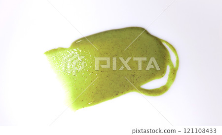 Isolated dab of pistachio cream on white background. Food and creams. Cooking and natural products. Element for design. Isolated dab of pistachio cream on white background. Food and creams. Cooking and natural products. Element for design. 121108433