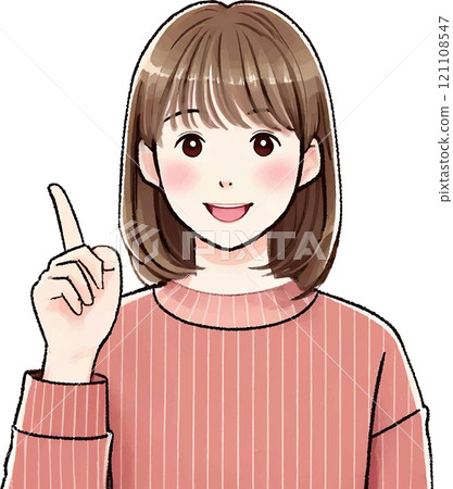 指向一個女人的插圖 121108547