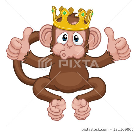 Monkey King Crown Cartoon Animal Giving Thumbs Up Monkey King Crown Cartoon Animal Giving Thumbs Up 121109005