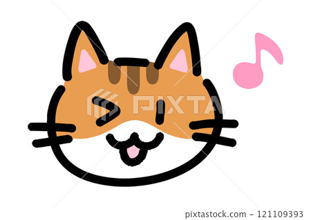 Hand-drawn illustration of a happy winking cat Hand-drawn illustration of a happy winking cat 121109393