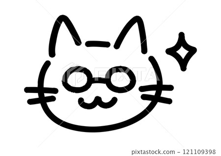 A hand-drawn illustration of a cat wearing glasses who seems ready to tell you anything A hand-drawn illustration of a cat wearing glasses who seems ready to tell you anything 121109398