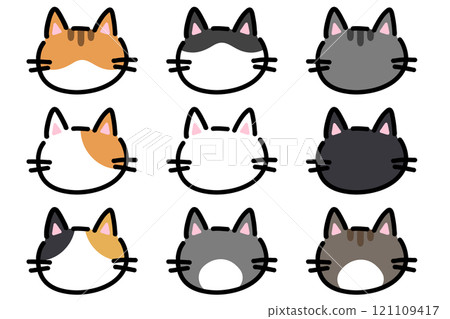 A set of cat illustrations with various patterns 121109417