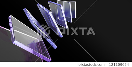 3d abstract glass transparent square shapes flying on black background render. Iridescent crystal plates, acrylic or plastic panels with light hologram gradient, digital tech banner. 3D illustration 3d abstract glass transparent square shapes flying on black background render. Iridescent crystal plates, acrylic or plastic panels with light hologram gradient, digital tech banner. 3D illustration 121109654