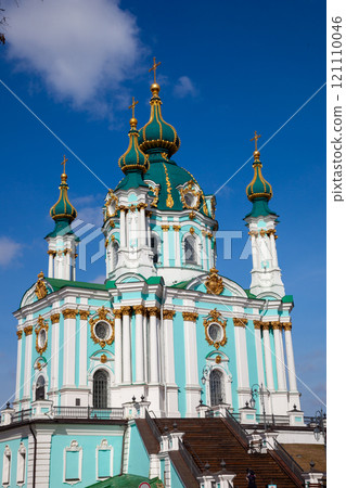 Andrew's Church on a slope in the center of the old city. Landmark, Ukrainian architecture. Kyiv 121110046