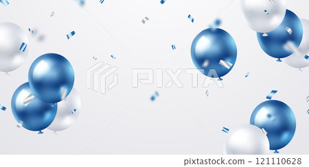 Banner template vector background design beautiful blue 3d balloon illustration 121110628