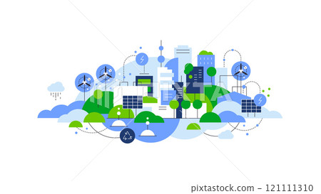 Green city. City and nature ecosystem. Sustainable development 121111310