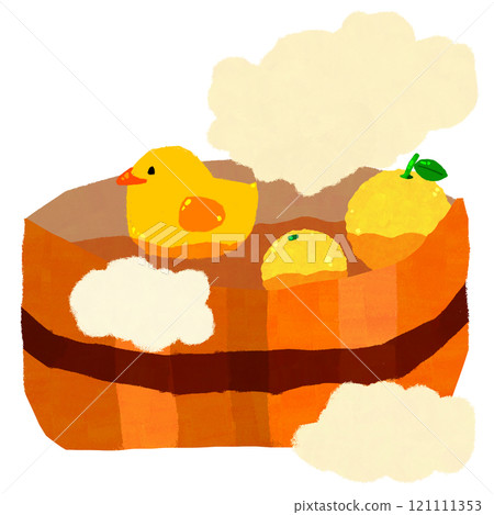 Ducks taking a yuzu bath in a tub Ducks taking a yuzu bath in a tub 121111353