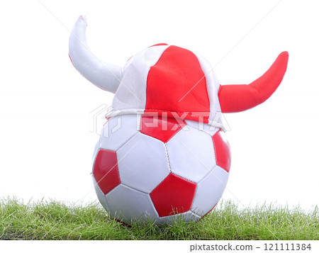 Soccer ball and Viking;s cap 121111384