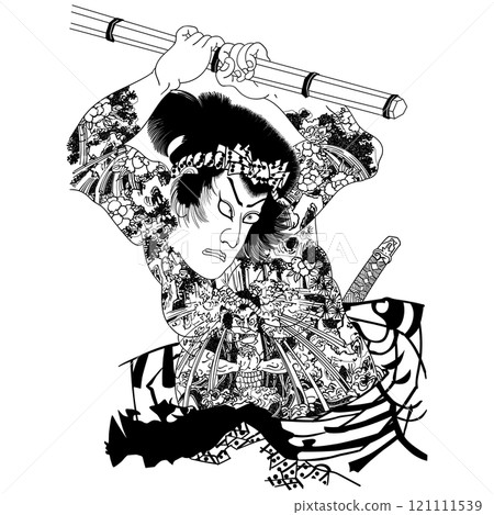 [The Suikoden Envoys], [The Lion King Daihachi, Kawarazaki Gonjuro] - [Toyohara Kunichika] 121111539