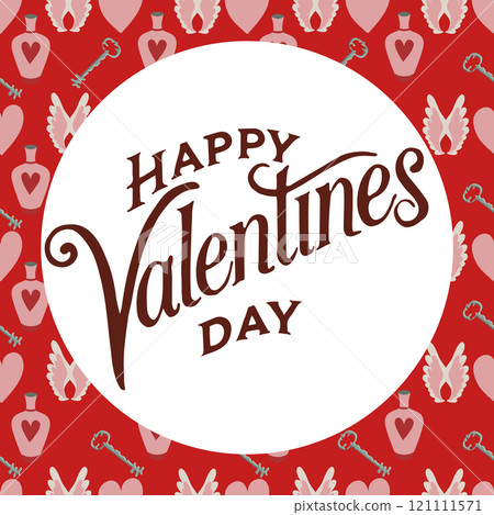 Valentines Day romantic seamless pattern with lettering Happy Valentine's Day. Valentines Day romantic seamless pattern with lettering Happy Valentine's Day. 121111571