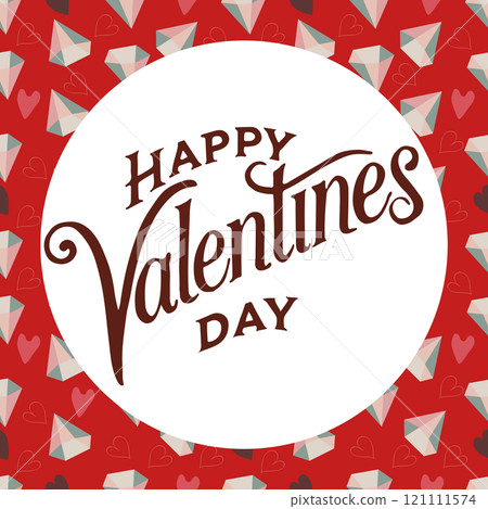 Valentines Day romantic seamless pattern with lettering Happy Valentine's Day. 121111574