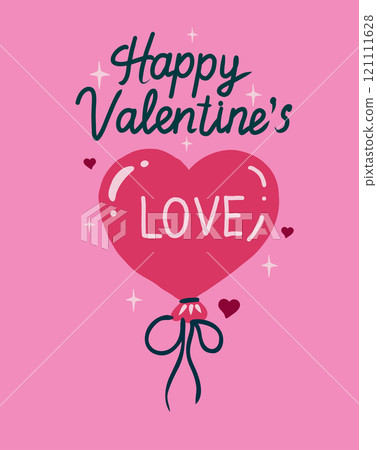 Happy Valentine's Day greeting card with hand drawn vector illustrations. 121111628