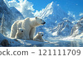 Snowy Polar Bear Family 121111709