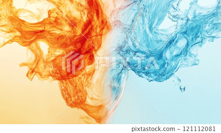 Hot and cold water mixing together creating abstract shapes 121112081