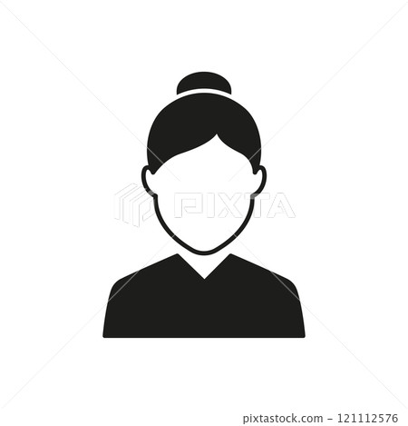 Simple Female Avatar Silhouette Icon. Woman with Hair Bun, User Profiles and Contact Information in Applications Glyph Icon. Isolated Vector Illustration Simple Female Avatar Silhouette Icon. Woman with Hair Bun, User Profiles and Contact Information in Applications Glyph Icon. Isolated Vector Illustration 121112576