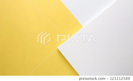 Yellow and white pastel color background. Pop colorful wallpaper. Two tone background. 121112589