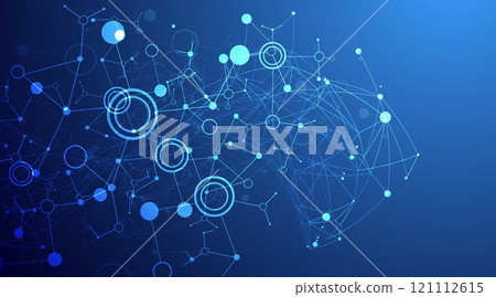 Scientific abstract background. Plexus effect and circles connected by lines. Hand drawn vector. Scientific abstract background. Plexus effect and circles connected by lines. Hand drawn vector. 121112615