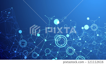 Scientific abstract background. Plexus effect and circles connected by lines. Hand drawn vector. Scientific abstract background. Plexus effect and circles connected by lines. Hand drawn vector. 121112616