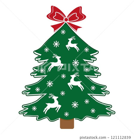 Christmas tree with a pattern of Christmas reindeer Christmas tree with a pattern of Christmas reindeer 121112839