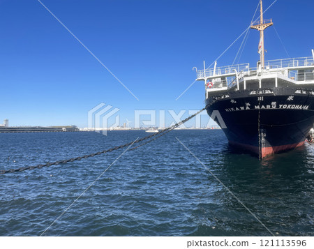 Yokohama, 20 October 2024, Japan, ship at see port, The NYK Maritime Museum and NYK Hikawa Maru in Yokohama, Japan. Yokohama, 20 October 2024, Japan, ship at see port, The NYK Maritime Museum and NYK Hikawa Maru in Yokohama, Japan. 121113596