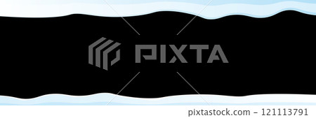vector winter horizontal banner with snow caps isolated on black background. winter snow border or frame for winter sale or christmas banner design template. 121113791