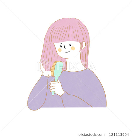 梳頭的女人的插圖 121113904