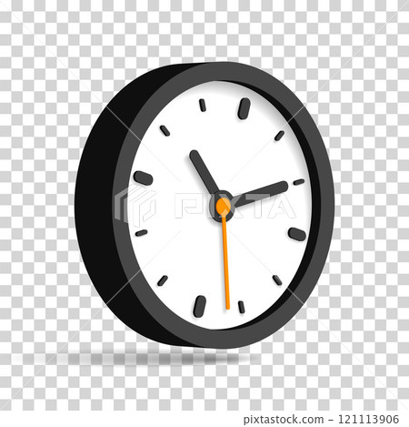 3d vector clock icon in flat style, timer on transparent background. Business watch. Design element for you project 121113906