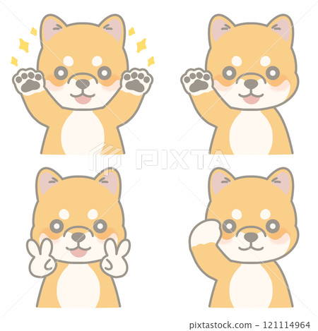 可愛柴犬各種姿勢的插圖集 121114964