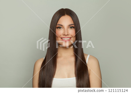 Gorgeous model woman with sleek long shiny brown hair. Cosmetology, hair and skin care Gorgeous model woman with sleek long shiny brown hair. Cosmetology, hair and skin care 121115124