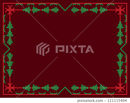 Snowflakes frame for Christmas and New Year greetings. Winter frame with snowflakes in geometric line art style. Design for greeting card, flyers and invitations. Vector illustration Snowflakes frame for Christmas and New Year greetings. Winter frame with snowflakes in geometric line art style. Design for greeting card, flyers and invitations. Vector illustration 121115404