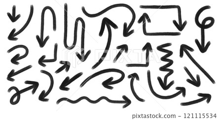 Various hand drawn arrows . Vector illustration 121115534