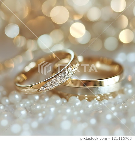 A couple's wedding rings are shown with a lot of detail 121115703